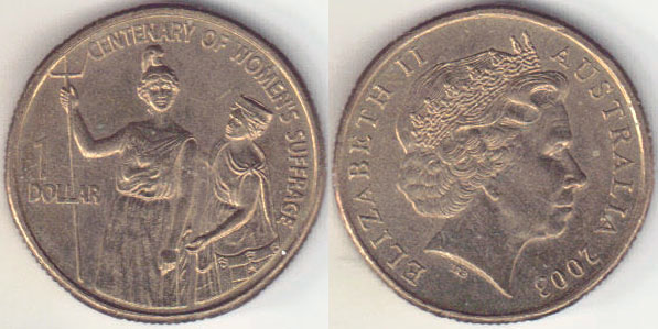 2003 Australia $1 (Women's Suffrage-small) Unc A004731